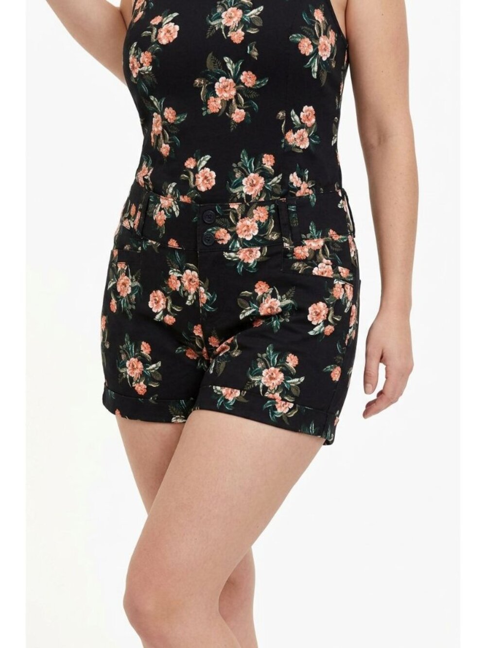 Torrid Black Floral Print Stretch Shorts Size 10 Cotton Blend Summer Style Size